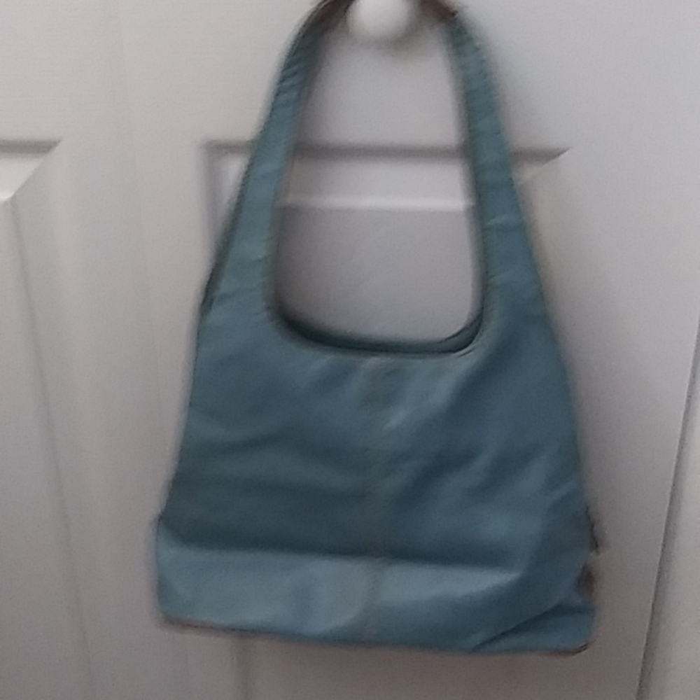 9 west accessories light blue with natural tan accents lined in tan material